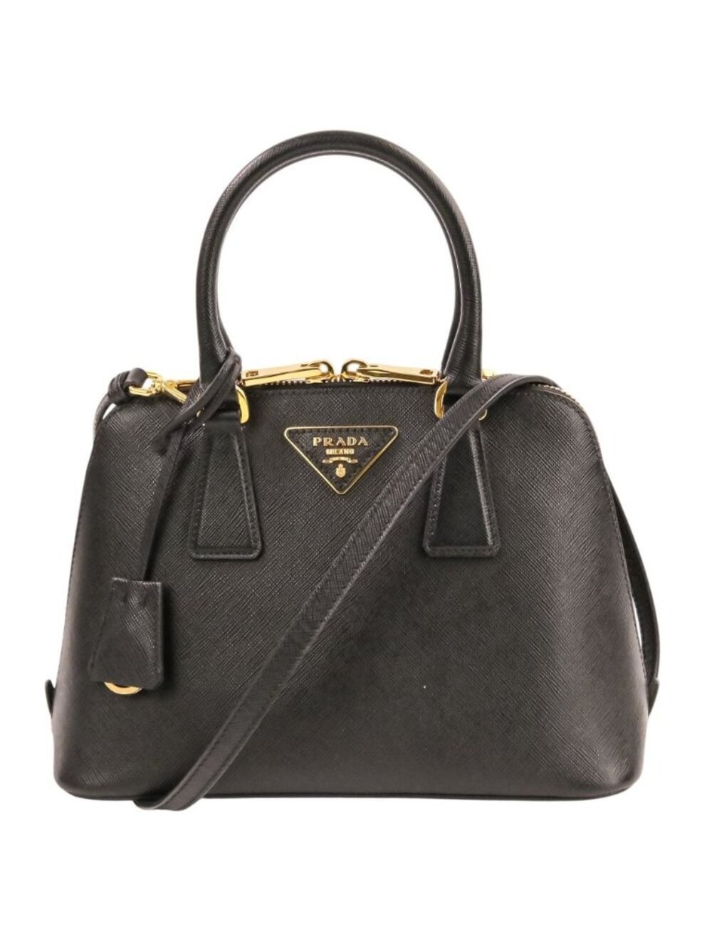 Prada Promenade Saffiano Leather 2-Way Shoulder Bag Black
